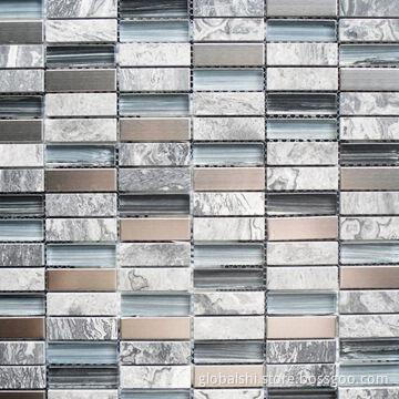 Stone Mix Glass Mosaic Tile, Glass Mix Natural Marble Stone, 300 x 300mm